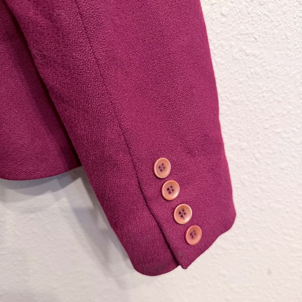 Vintage Pendleton Petite Magenta 100% Virgin Wool Double Breasted Blazer Sz 10P - Picture 4 of 8